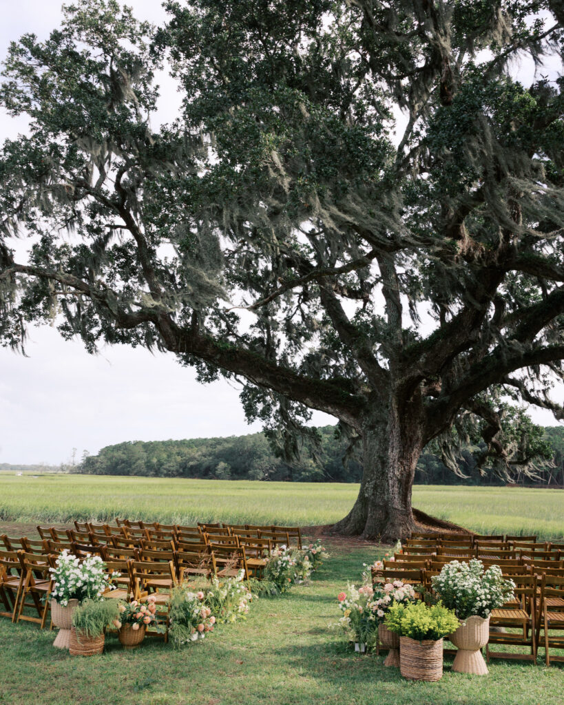 Charleston waterfront wedding ceremony at a private estate in early fall