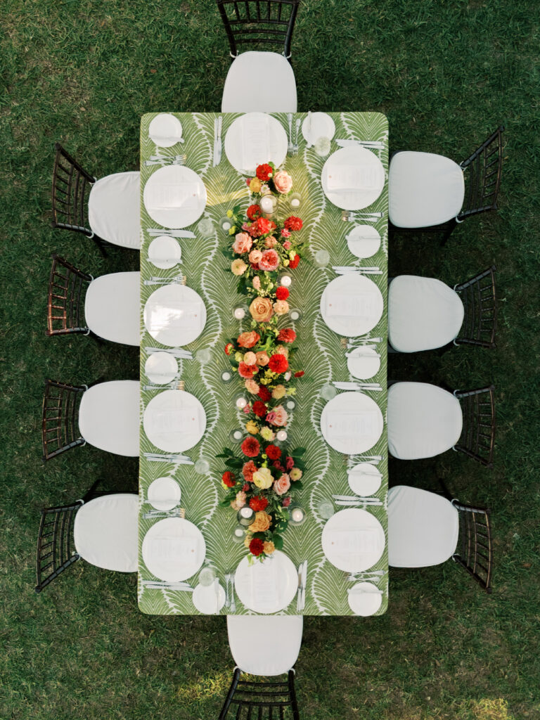 Drone photo of reception detail space at Crane Cottage on Jekyll Island