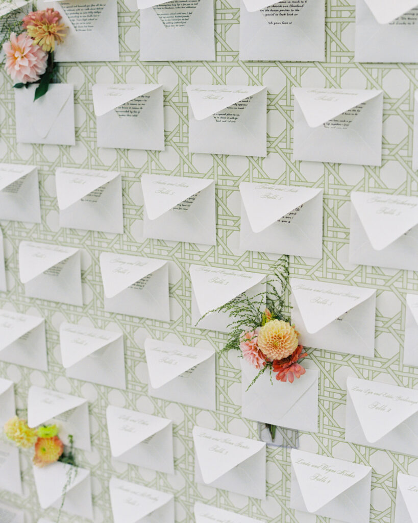 Seating chart at wedding