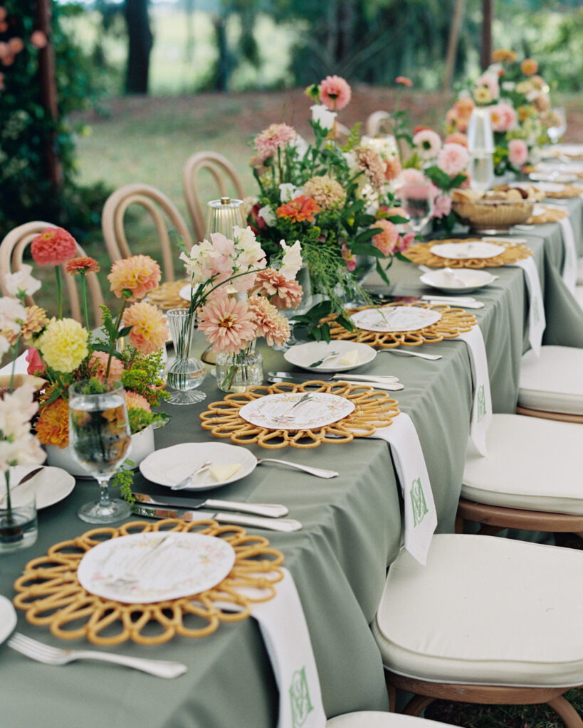 Whimsical fall wedding décor at a Charleston private estate