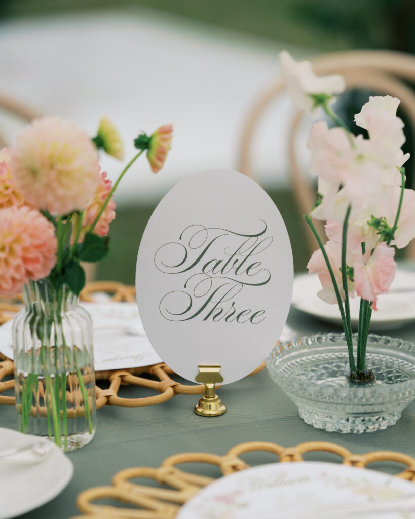 Table number on wedding table