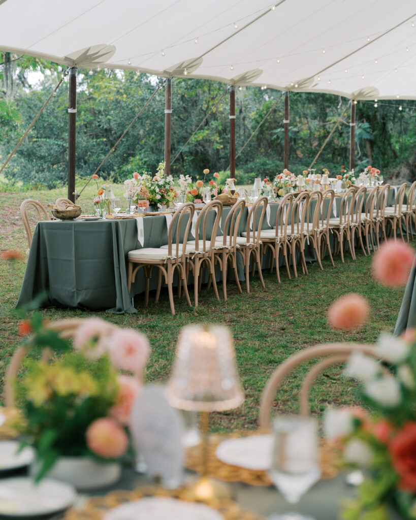 Whimsical fall wedding décor at a Charleston private estate