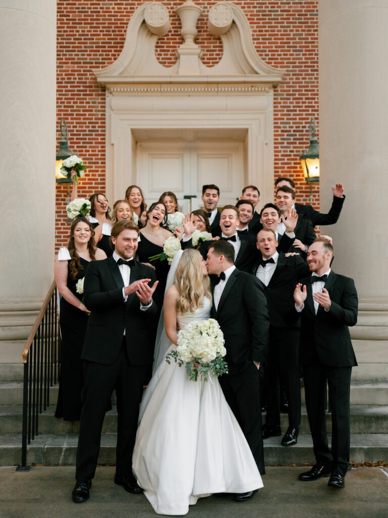 Wedding party posing for picture