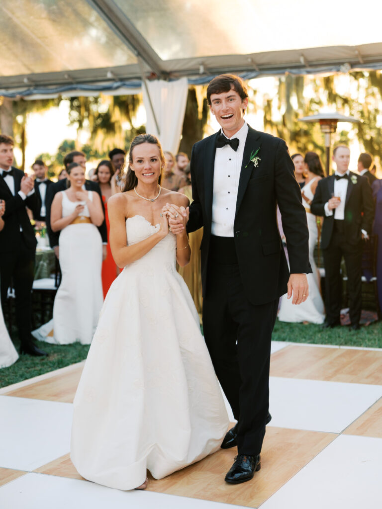 Bride and groom celebrate