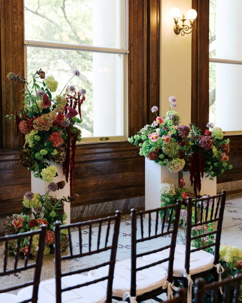 Ceremony decor details at a Gibbes Museum wedding in Charleston
